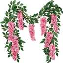 CISDUEO Wisteria Hanging Flowers Wisteria Flowers Vine Garland Wedding Arch Decoration Pink 6.56 Ft Artificial Wisteria Vines Hanging Flower Vines Silk for Party Garden Home Table Backdrop