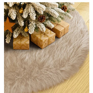 36 Inch Plush Christmas Tree Skirt Brown, Fluffy Faux Fur Tree Skirt for Christmas Holiday Party Decorations
