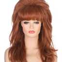 AMZCOS 80s Women Beehive Wig Long Wavy Ginger Bouffant Synthetic Hair Wigs for Married Housewife Big Red Vintage Costume Cosplay Halloween Party (Auburn)