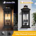 VenzBlomia 20" Large Dusk to Dawn Outdoor Lights 3-Light, 2 Pack Black Modern Exterior Lighting Fixtures Photocell Sensor Outside Porch Lights Wall Mount, Waterproof Patio Exterior Sconce Lamps E12