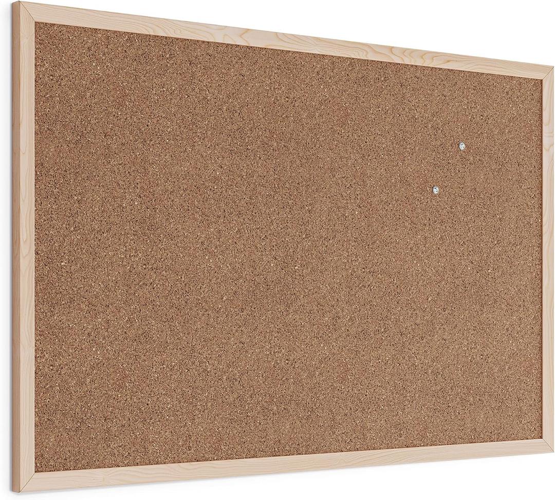 U Brands Cork Bulletin Board, 36" x 24" Inches, Light Birch Wood Frame, 35" x 23"