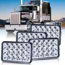 Chrome 4x6 LED Headlights Dot Approved 4PCS Hi/Low Sealed Beam Rectangular Headlight Replace H4651 H4652 H4656 H4666 H6545 for Kenworth T800 W900 Peterbilt 378 379 Truck C10 Van