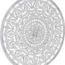 Deco 79 Wood Floral Handmade Intricately Carved Round Mandala Wall Decor, 36" x 1" x 36", White