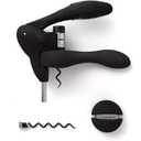 Rabbit Original Lever Corkscrew Wine Opener  Includes Foil Cutter and Extra Spiral, Easy Lever Wine Bottle Opener (Black)