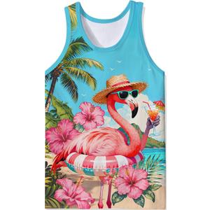 RAISEVERN Mens Tank Tops Summer Sleeveless Tee Cool Workout T-Shirts Beach Novelty Undershirts (Medium, Blue Pink Pink)