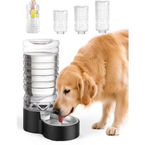 Heouvo 2.5 Gallon Automatic Dog Water Dispenser【Wide Mouth for Easy Handin Cleaning】【Removable Stainless Steel Bowl】, Gravity Refilling Large Capacity for Cats and Dogs, MultiPet Homes