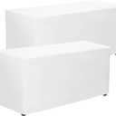 PLOYMONO Fitted Tablecloth, 2 Pack Table Clothes for 6 FT Rectangle Table, (72x30 Inch) Polyester Fabric Cover for Trade Craft Show, Buffet, Banquet, Wedding (White)