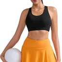 RUNNING GIRL Sports Bra for Women, Criss-Cross Back Padded Strappy Sports Bras Medium Support Yoga Bra with Removable Cups
 (Black, M)