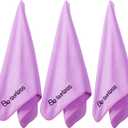 Microfiber Gym Towels Bigger Size Super Soft for Exercise Fitness, Sports, Workout, 380-GSM 15-Inch x 31-Inch Quick-Drying Towels (3 Pack, Purple)