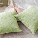 Home Brilliant Pillow Covers 26 x 26 Large Chenille Velvet Decorative European Pillow Cases for Patio Decor, 66x66cm (26inch) Set of 2, Apple Green