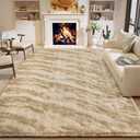 HOMORE 5x8 Area Rug for Living Room, Tie-dye Beige Fluffy Furry Shaggy Rugs for Bedroom, Super Soft and Comfy Carpet for Kids Room, Cute Carpets for Nursery Boys Girls Home Decor