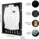 Military Uniform Display Case: Memorial Shadow Box with Acrylic Surface & Hanger & Lock, Police Uniform Display Frame, Large Display Case for Graduation or Baskrtball Uniform, 37"L x 26.5"W x 2.7"H