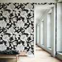 Vintage Floral Peel and Stick Wallpaper Boho Removable Self Adhesive Wall Paper for Bedroom,Kitchen Accent Wall Decorations 17.3"x236" Vintage White and Black Floral Leaf Vinyl Contact Paper