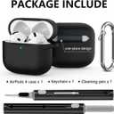 Ljusmicker for AirPods 4 Case 2024 with Cleaner Kit,Soft Silicone Protective Cover for Apple AirPods 4th Generation Cases for Women Men,Compatible with AirPod 4 Case Accessories with Keychain-Black