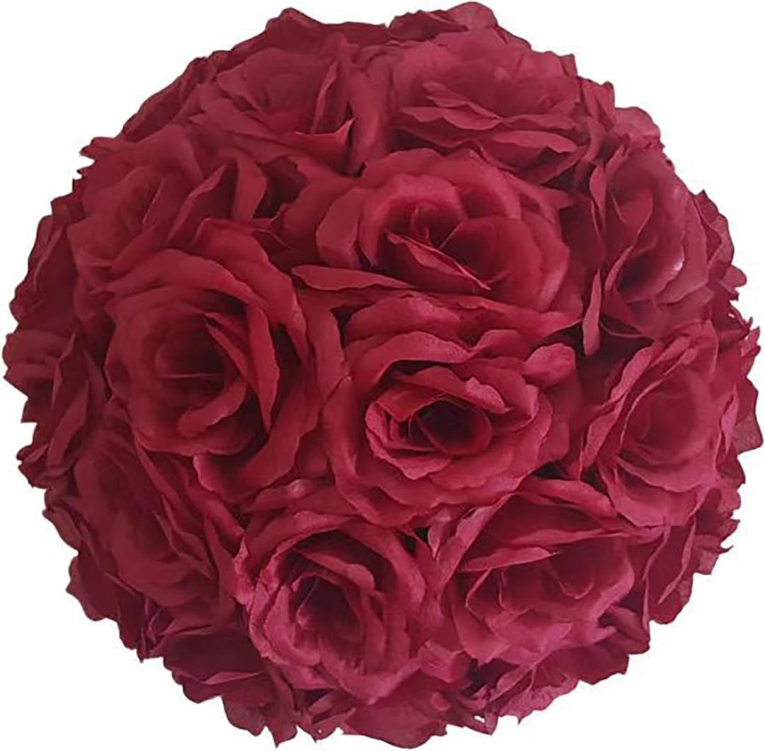 Artificial Flower Ball for Centerpieces Bridal Wedding Artificial Wedding Party Centerpieces Decorations, 7.8inch 5Pack Burgundy