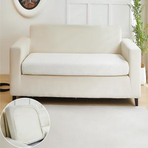 Yoovat Couch Cushion Covers for Sofa Couch Covers Wear-Resistant Universal Sofa Cover Washable Stretch for Sectional Slipcovers (Texture-Cream White,Large Double Seat Cover)