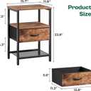 Huuger Nightstand Set of 2, Night Stand with Fabric Drawer, Mesh Shelf, Side Table with Storage, Fabric Drawer Dresser, Open Shelf, Metal Frame, Bedroom, Rustic Brown
