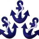 Blue Anchor Embroidered Iron on Patch Seafaring Sign Symbol DIY Ship Sailor Marine Crew Captain Applique