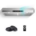 AMZCHEF 30" Under Cabinet Range Hood with Dual Fans System-1050CFM Ultra-Powerful Ventilation, 3 Speed Stainless Steel Kitchen Hood with Touch/ Remote/ Gesture Control, Timer & LED Lights, Baffle Filters