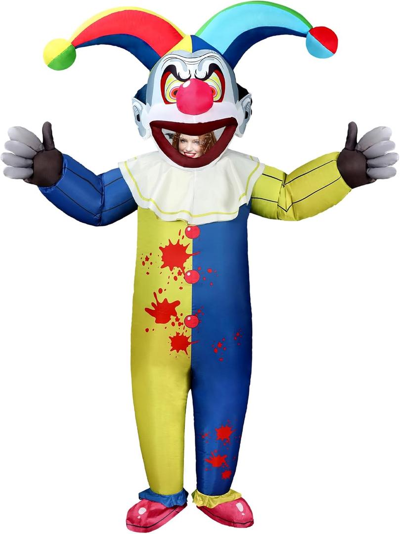 Halloween Clown Inflatable Costume for Adult 8 ft Full Body Costume Funny Blow up Suit for Cosplay Party