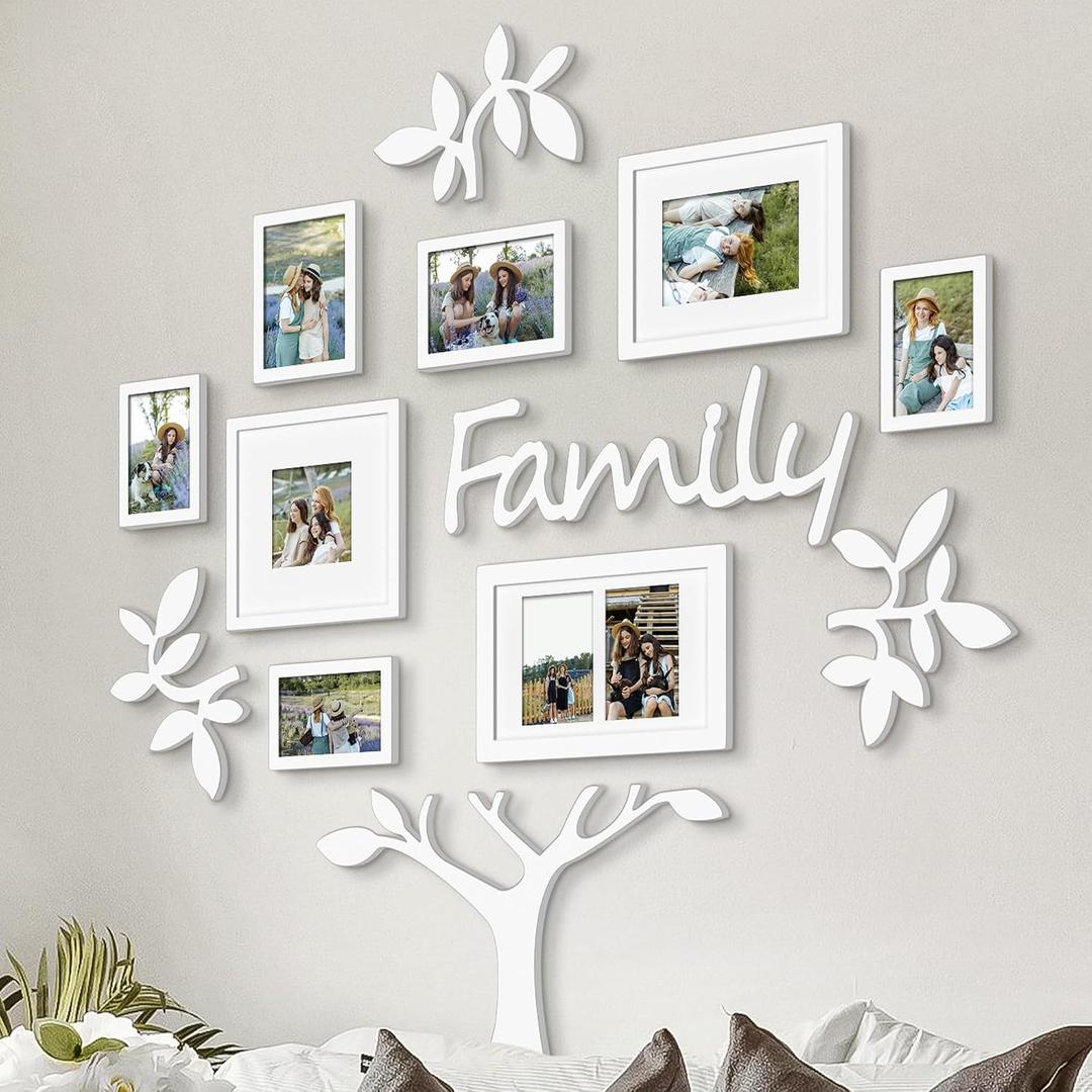 Jerry & Maggie - Photo Frame | Plaque College Frame - Wall Decoration Combination - White PVC Picture Frame Selfie Gallery Collage With Hanging Template & Wall Mounting Design | Family Tree, Small Medium Large