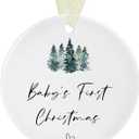 Babys First Christmas Ornaments 2025 Babies First Christmas Ornament Baby's 1st Ornament for Boys Girls Round Ceramic Decoration with Gift Box&Ribbon (2.9" (New Baby-green Christmas Tree)