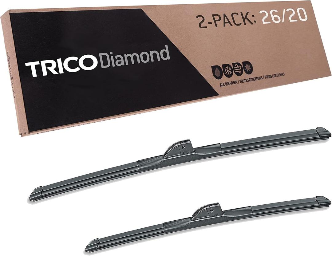 TRICO Diamond 26" + 20" Super Premium Automotive Replacement Windshield Wiper Blades (Set of 2), Passenger and Driver Side All-Weather Beam Wiper Blades for Select Vehicle Models (26" + 20" Pair Pack)