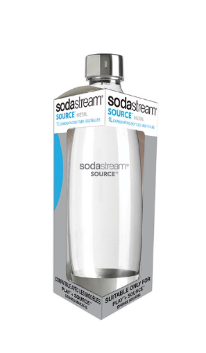SodaStream 1L Slim Metal Carbonating Bottle, Single