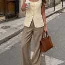 ZESICA 2026 Summer Casual Sleeveless Suit Vest for Women Square Neck Button Down Work Business Blazer Vests Waistcoat