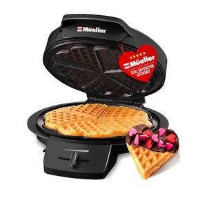 Mueller Heart 5 Waffle Maker, Norwegian Waffle Iron, Adjustable Browning Control & Nonstick, Cool Touch Handle, Easy to Clean, Small Kitchen Appliances