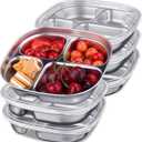 6 Pack Stainless Steel Snack Containers with Lids, Reusable 4 Compartments Bento Boxes Snack Lunch Box for Divided Food Storage Container for Home Travel(Classic)