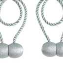 Curtain Tiebacks Pack of 2 Magnetic Curtain Buckles Polyester Curtain Fixers Suitable for Living Room and Bedroom Gray Blue