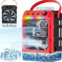 Misting Fan Portable Compatible for Milwaukee 18V Battery(No Battery) or USB Powered, Cooling Fan for Bedroom with 7 Lights, 8H Timer, 1600ML Water Tank for Outside Camping Tent Room Office Desk
