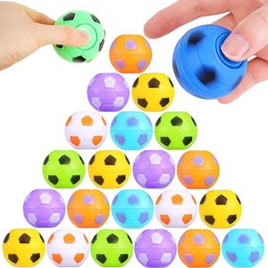 28 PCS Mini Fidget Spinners Soccer Ball Toys for Kids, Soccer Party Favors Goodie Bag Stuffers, Rotatable Soccer Finger Stress Balls for Classroom Prizes