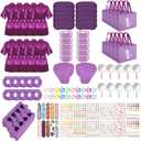 122 Pcs Purple Girls Spa Party Kit, 10-Pack Slumber Party Favors with Satin Robes, Tote Bags, and Nail Salon Accessories for Kids Spa Birthday, Halloween, Home Party Supplies