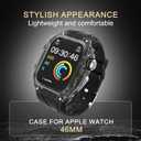 Luxury Translucent Smartwatch Case for Apple Watch Series 10 46mm, Fully Wrapped Lightweight Rugged case with Band, Silicon Strap, Stainless Steel Buttons, Protective Cover for Men/Women (Black)