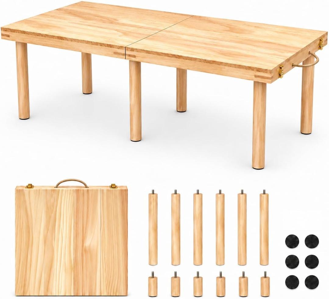 44x22 Low Picnic Table, Portable Folding Wooden Boho Beach Table