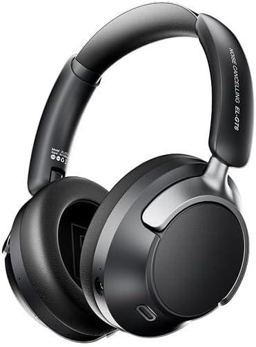 Wireless Headphones Over the Ear, Noise Cancelling Headphones, Bluetooth Headphones, Bluetooth V6.0 Headset with Low Latency Gaming & Movie Modes, 1000mAh Long Battery Life, External Mic, Black