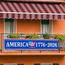 3 x 4th of July 250th Anniversary Banner – America 1776-2026 Patriotic Stars and Stripes Porch Yard Decoration for Independence Day Party