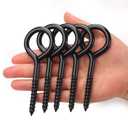 5 Inch Eye Hooks - 5Pcs Self Tapping Eyelet Screw Eye Bolts, Strong Silver Eye Screws for Wood, Heavy Indoor & Outdoor Uses(Black)