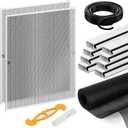 DIY Window Screen Frame Kit 2 Pack, Cut-to-Size 46" Aluminum Frame with Heavy Duty 46"x99" Mesh for Window Screen Replacement, Includes All Tools & Hardware for Windows, Patio, Porch, White