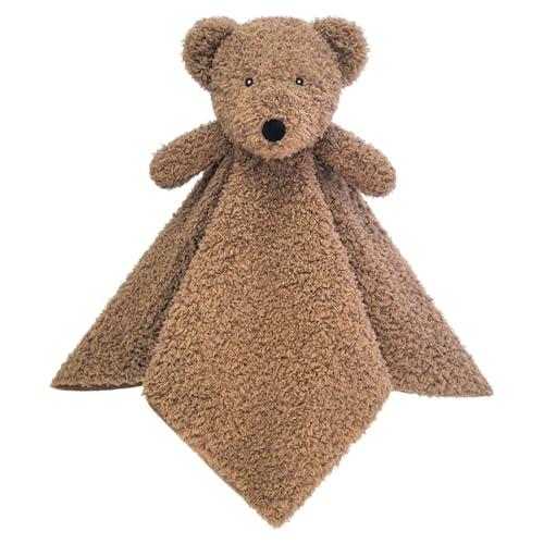 Doindute Baby Dark Brown Teddy Bear Soft Stuffed Animal Security Blanket, Plush Bear Character Lovey Blanket, Baby Shower/Nursery Gift, Newborn Infant Toddler Snuggle Blankie for Boys Girls, 14 Inches
