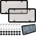2 Pack License Plate Protector, Plate Cover for Car Plastics Front/Rear License Plate Covers (Awith Border)