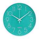 Bakbrand Wall Clock Non-Ticking Silent Modern Simple Style Round Decor Clock Stereoscopic Dial Quartz Wall Clocks for Home/ Office/ School/ Living Room/ Bedroom/ Kitchen (Turquoise, 12inch)