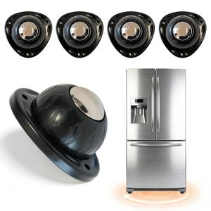 Black Stainless Steel Self Adhesive Caster Wheels 4 Pack Large Profile Swivel Ball Casters, 60 LBS Load Capacity Per Wheel, Universal Pulley for Furniture, Storage Bins, PC Cases, Large Appliances