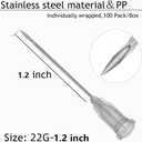 100 Pack Disposable 5ml/cc Lab Syringes with 22Ga 1.25 Inch Needle Luer Lock, Individually Sealed Packed