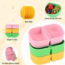 3 x 3 Pack 8.5 oz Silicone Reusable Snack Containers with Lids, Portable Sauce and Salad Small Containers 2 Compartments, Leak-proof Snack Boxes for Travel, Picnics, School