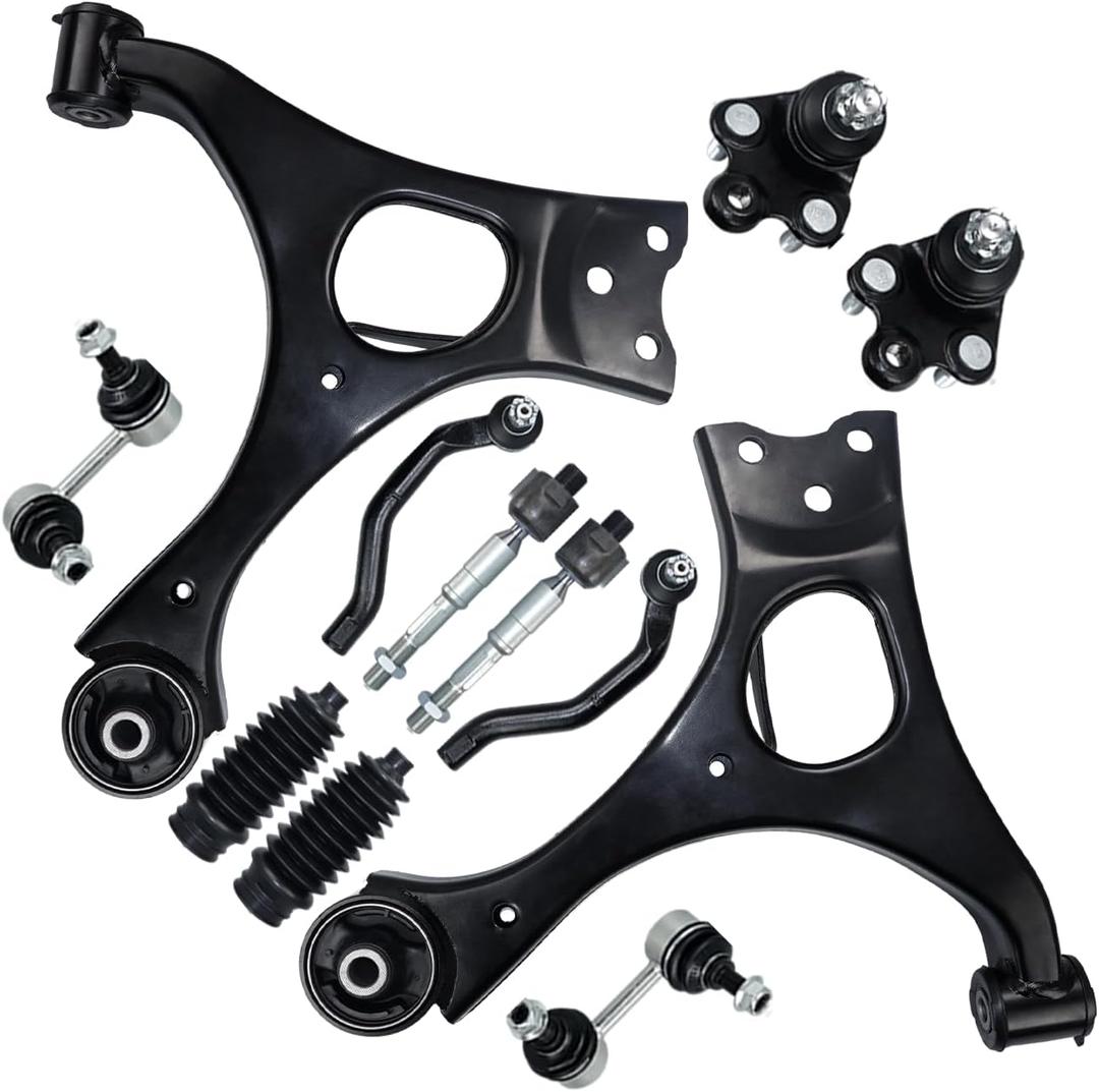 Control Arm, Replacement For Control Arm with Ball Joint Sway Bar Tie Rod Boot Suspension Kit Compatible With 2006-2011 Honda Civic - 12 Pcs