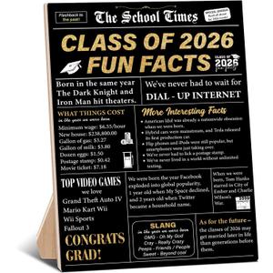 Graduation Party Table Decorations Class of 2026 Fun Facts Wood Sign With Stand High Middle School Graduation Decorations Grad Gifts for Him Her