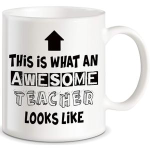 Classic Mugs Teacher Appreciation Gifts What An Awesome Teacher Looks Like for Classroom Teaching Decorations Worlds Best Men Women Teachers Ever Novelty Gift Coffee Mug Tea Cup Gift From Students